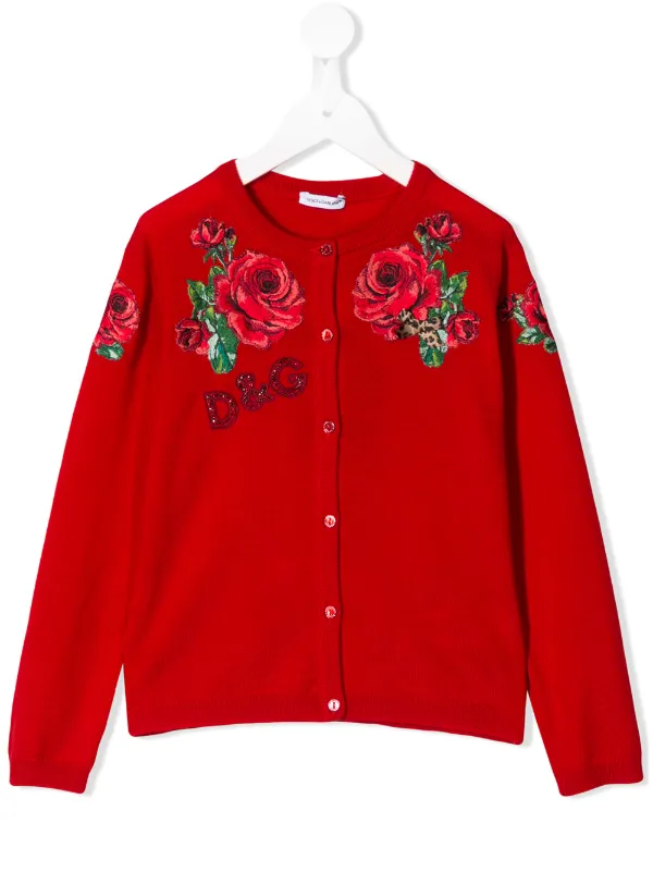 rose embroidered cardigan