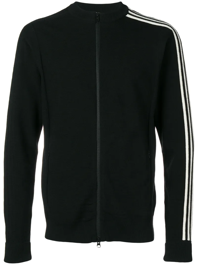 Y-3 – side-stripe zipped sweatshirt – men – Polyester/Polyamide/Spandex/Elastane/Wool – XL – Black