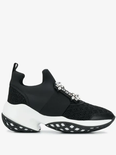 Roger Vivier Viv’ Run crystal-buckle sneakers