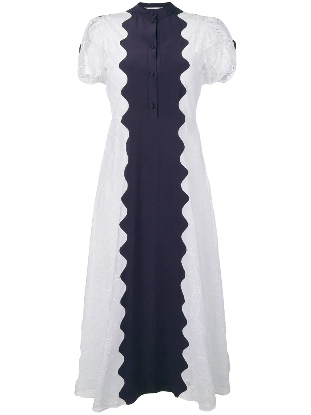 scalloped eyelet midi dress
