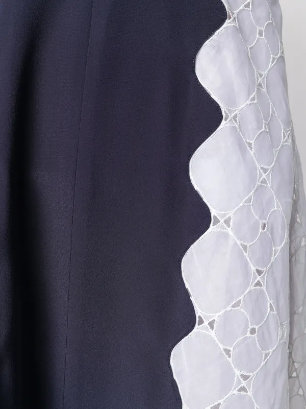 scalloped eyelet midi dress