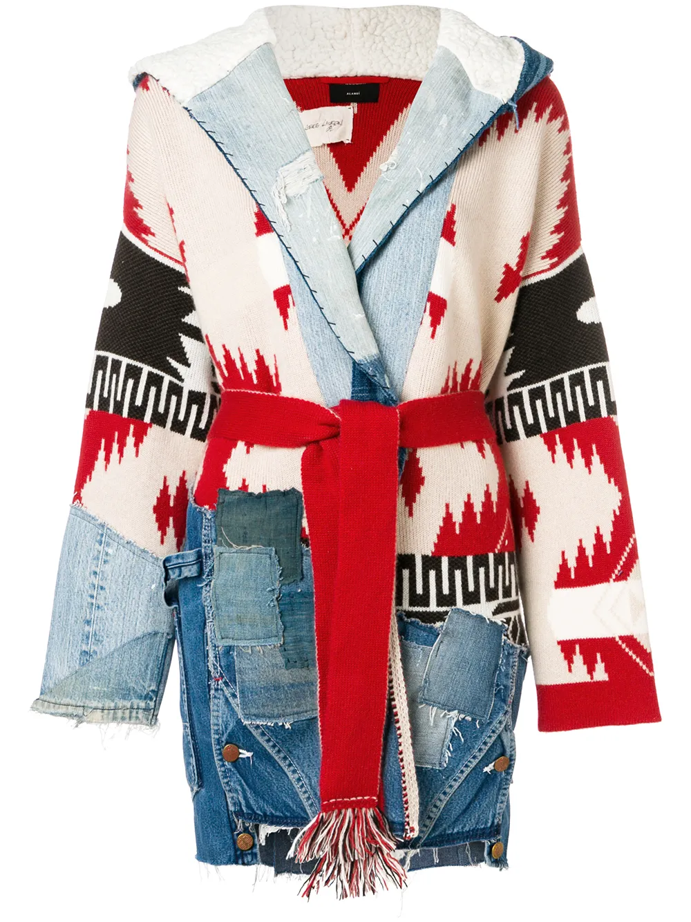 Alanui Tops ALANUI MANTEL IM PATCHWORK-LOOK - BLAU