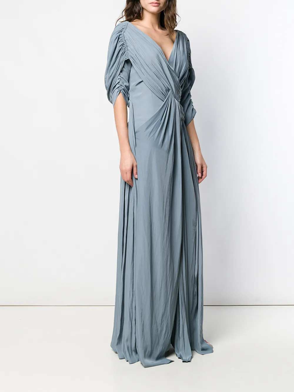  Lanvin Vestido Largo Drapeado - Azul 
