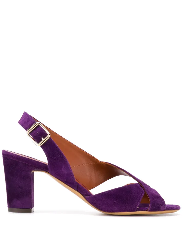 purple velvet sandals