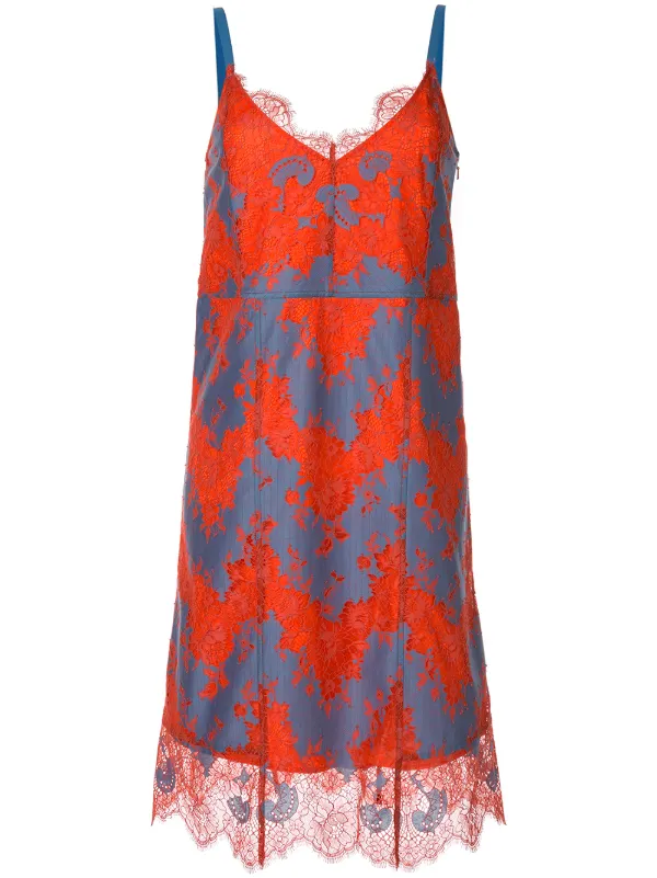 calvin klein red lace dress