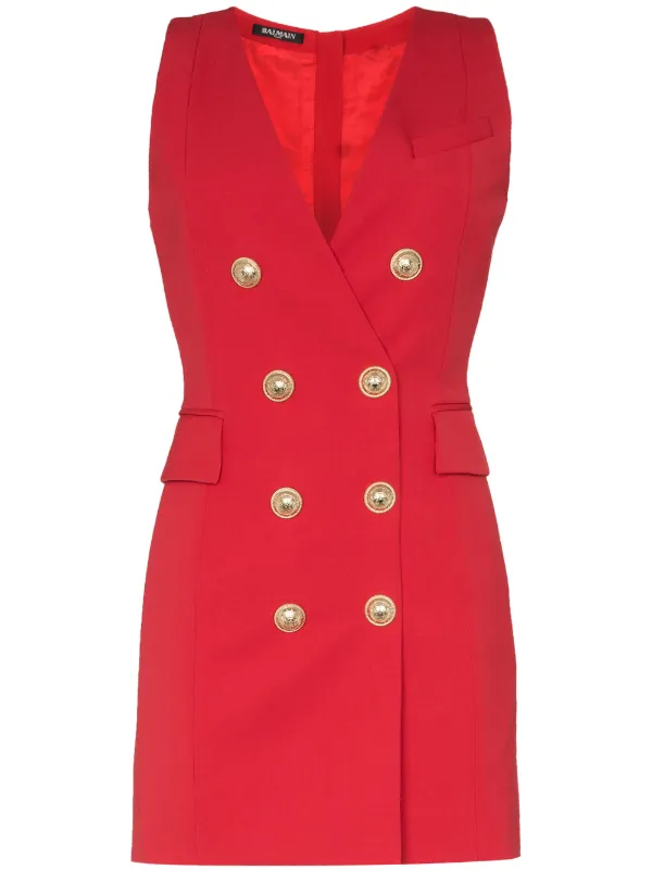 red sleeveless blazer