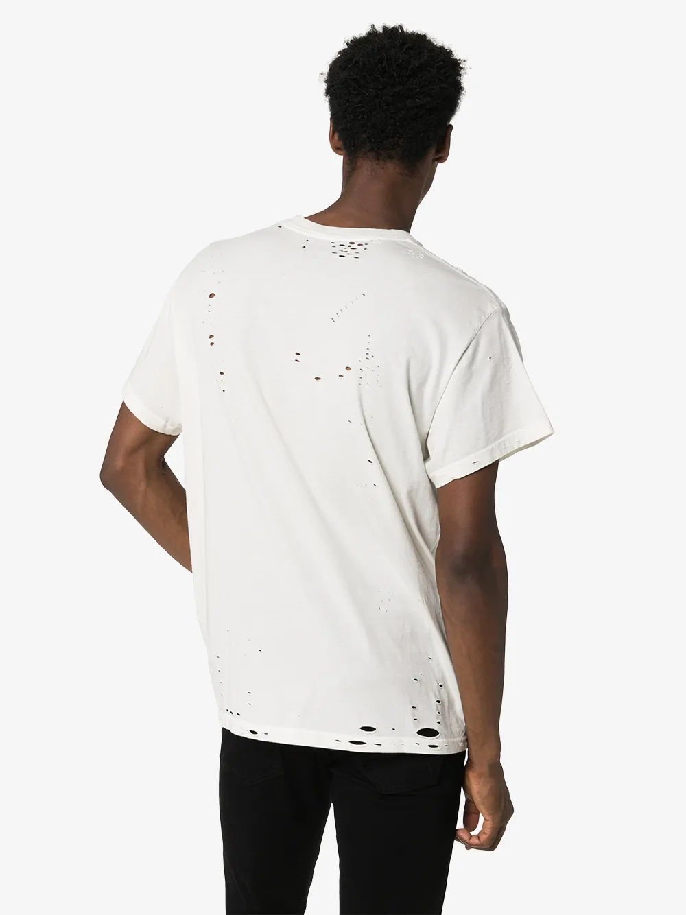 AMIRI AMIRI CHAOS LOGO PRINT DISTRESSED COTTON T-SHIRT