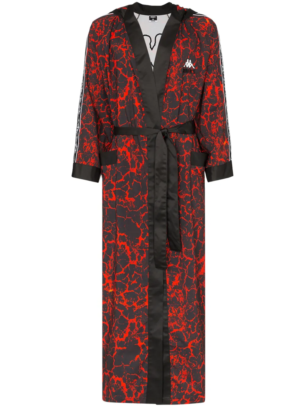 Charm's Tops CHARM'S HOODED LAVA PRINT BOXING KIMONO - RED