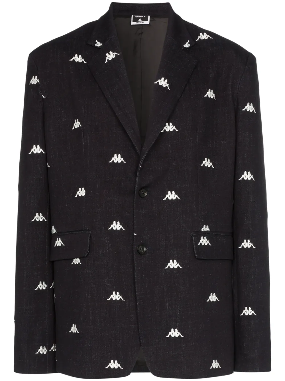 Charm's Blazers CHARM'S X KAPPA LOGO EMBROIDERED BLAZER JACKET - BLACK