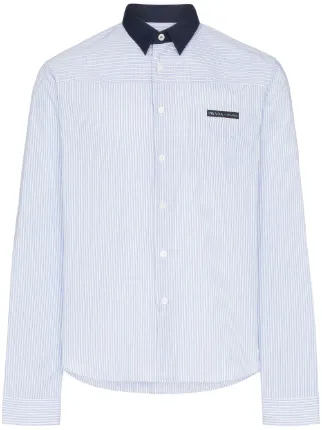 Prada Contrast Piping Striped Shirt 