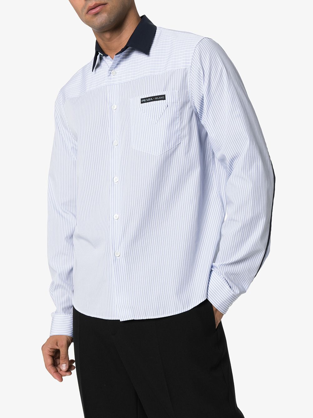 фото Prada полосатая рубашка с контрастным воротником