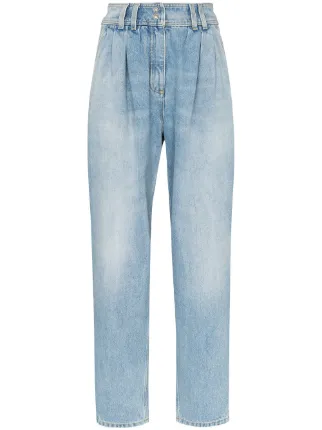 pleated tapered jeans