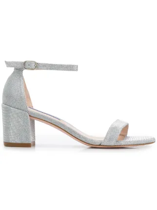 stuart weitzman simple metallic block heel sandals