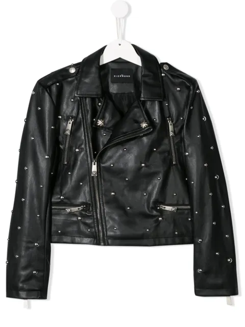 John Richmond Junior Studded Faux Leather Biker Jacket Farfetch