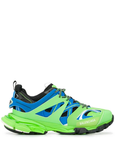 Click to view more detailed imagery on our partner's website Balenciaga Green Men's Lime Green Track Sneakers In 4078 Multicol