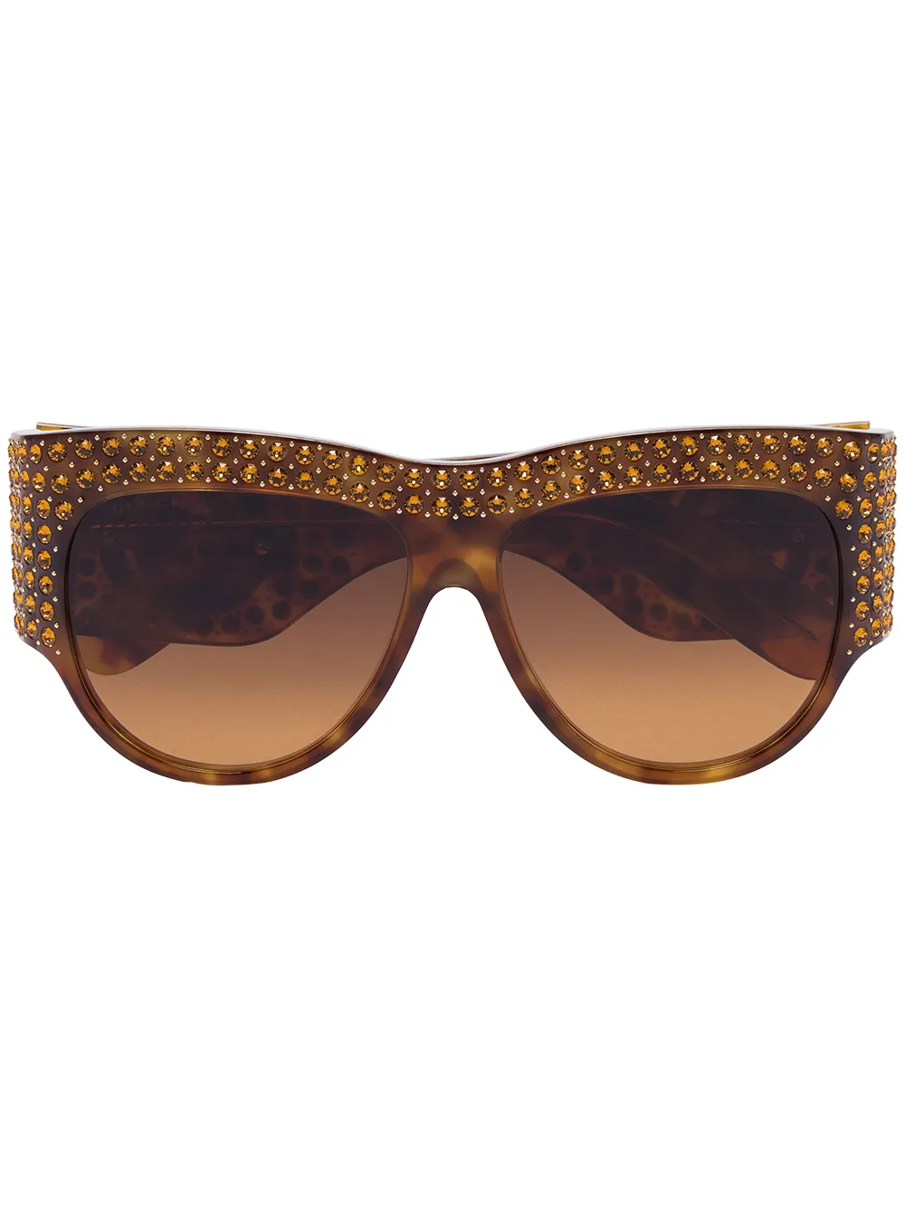 

Gucci Eyewear brown crystal embellished oversized tortoiseshell sunglasses