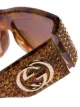 Gucci Eyewear brown crystal embellished oversized tortoiseshell sunglasses
