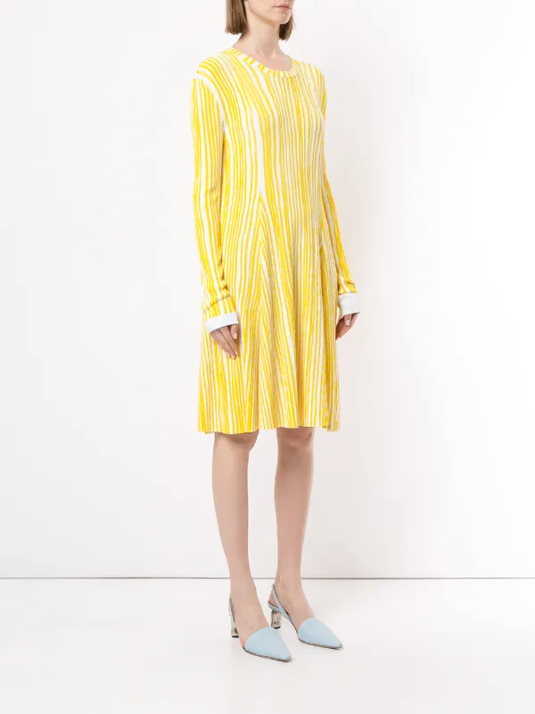 Calvin Klein Striped Pleated Dress | Yellow | FARFETCH ID Calvin Klein Striped Pleated Dress | Yellow | FARFETCH ID