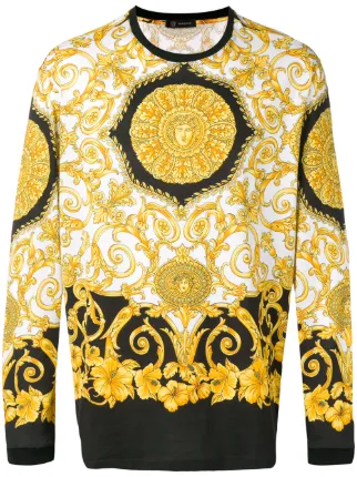 gold hibiscus print hoodie