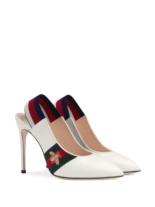 gucci leather web slingback pump