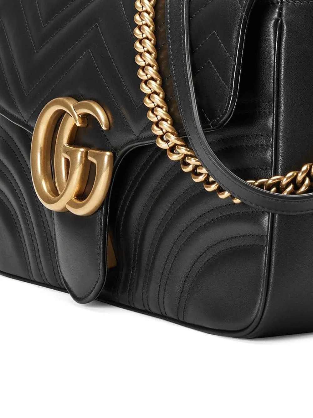 Shop Gucci Medium Gg Marmont Shoulder Bag In Black