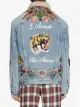 Gucci Embroidered denim jacket with shearling