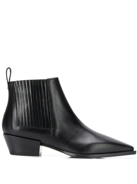 black pointed toe flat boots