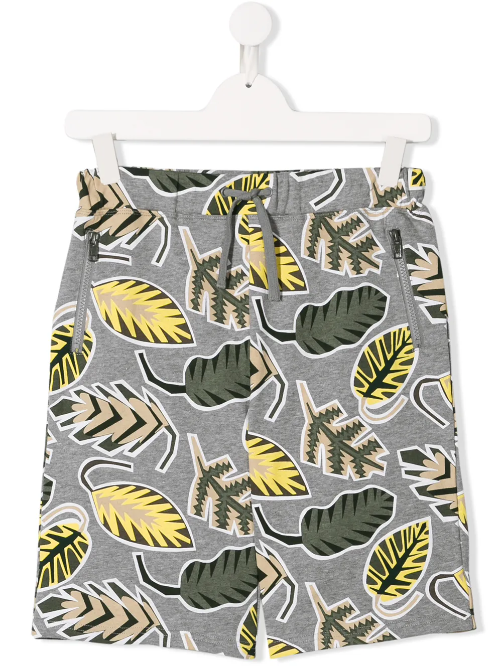 Stella Mccartney Teen Leaf Print Track Shorts In Grey