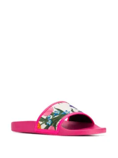 gucci floral sliders womens