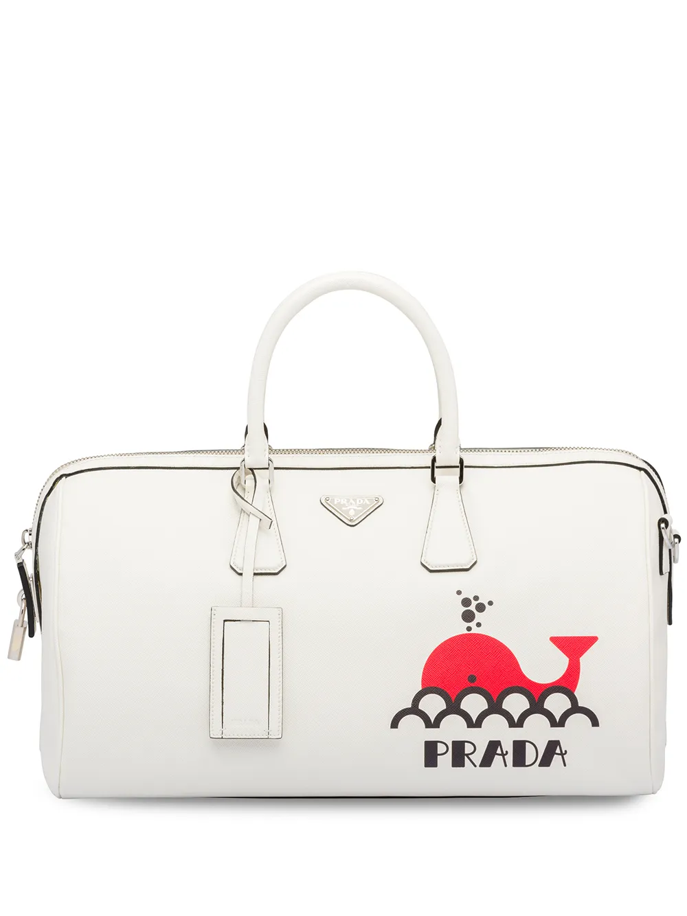 Prada Travel PRADA PRINTED SAFFIANO LEATHER TRAVEL BAG - WHITE