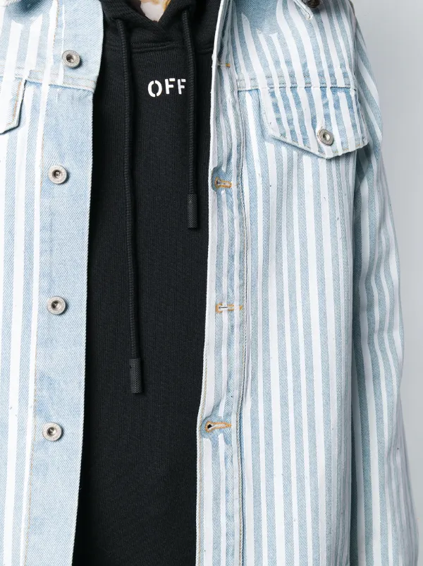 blue and white striped denim jacket