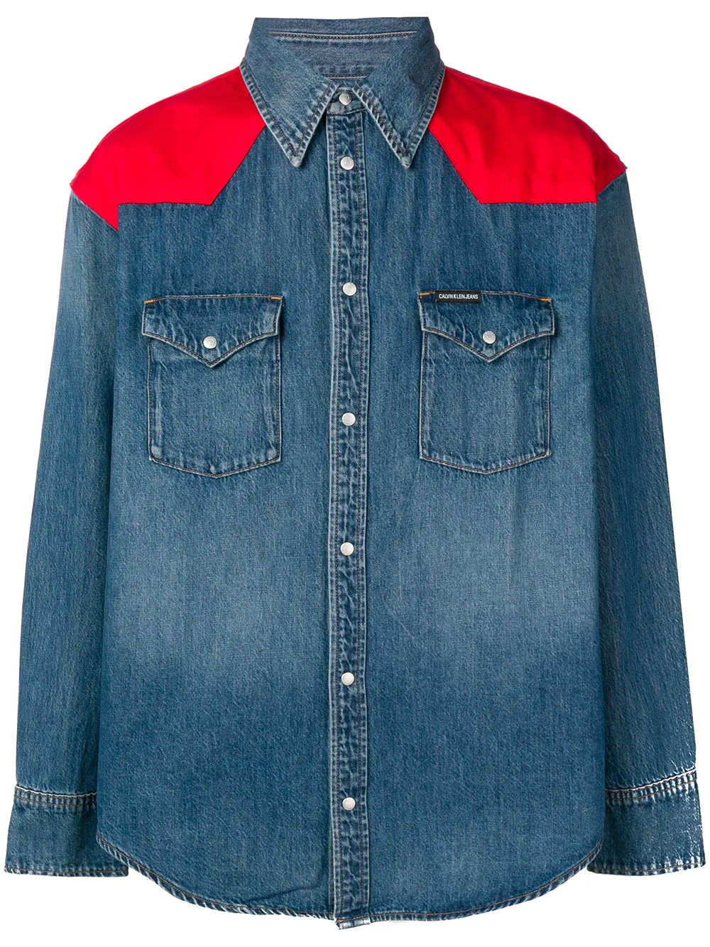 Calvin Klein Jeans Jeans CALVIN KLEIN JEANS WESTERN-HEMD IN COLOUR-BLOCK-OPTIK - BLAU
