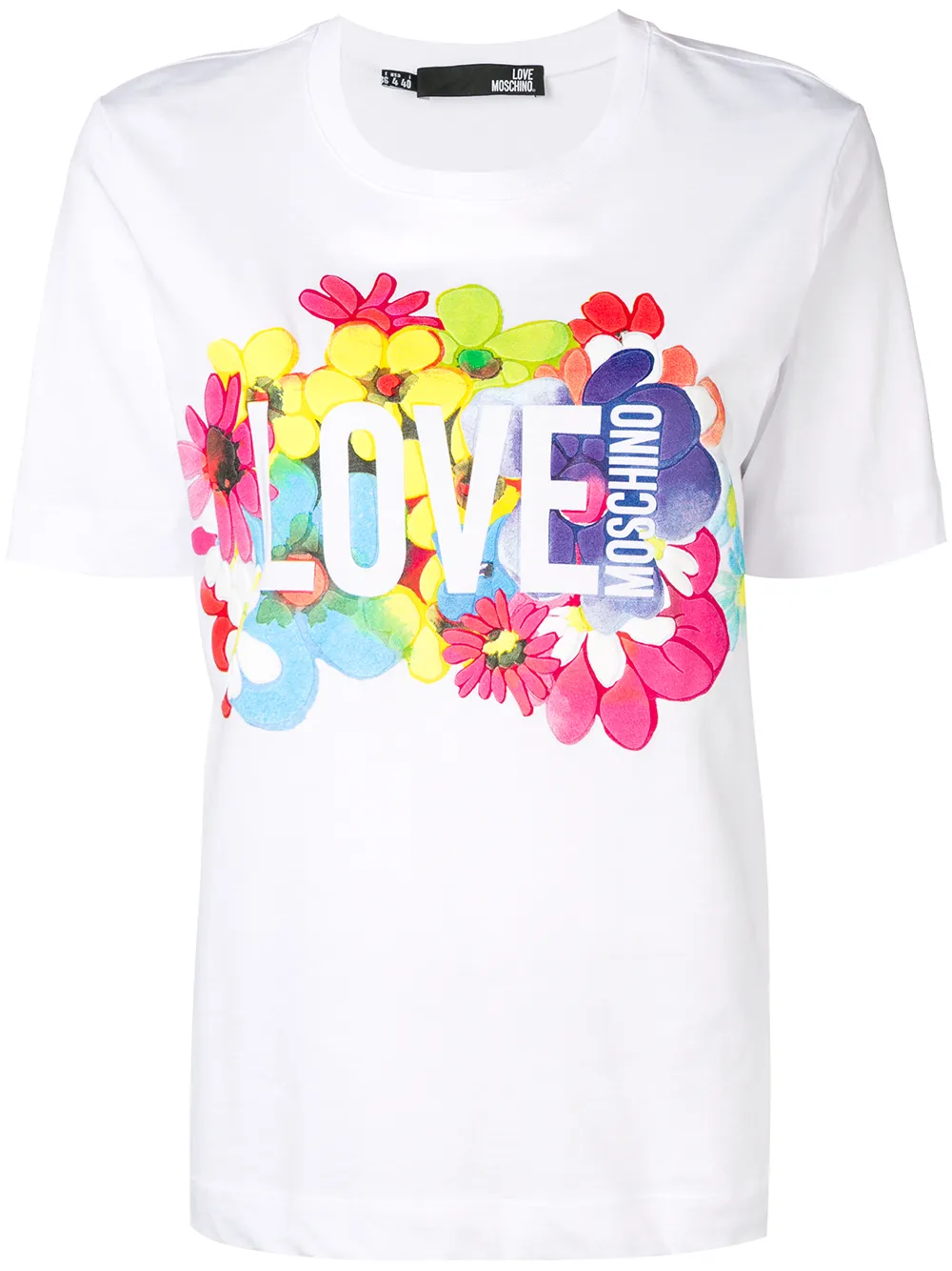 Love Moschino T-shirts LOVE MOSCHINO FLOWER PRINT T-SHIRT - WHITE