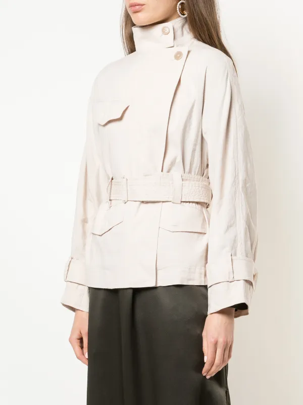 Vince Kort Trenchcoat Med Skärp Farfetch Vince Skinnjacka Med Skärp Farfetch