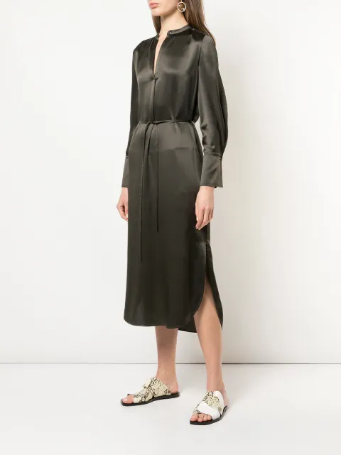 vince belted button down dress