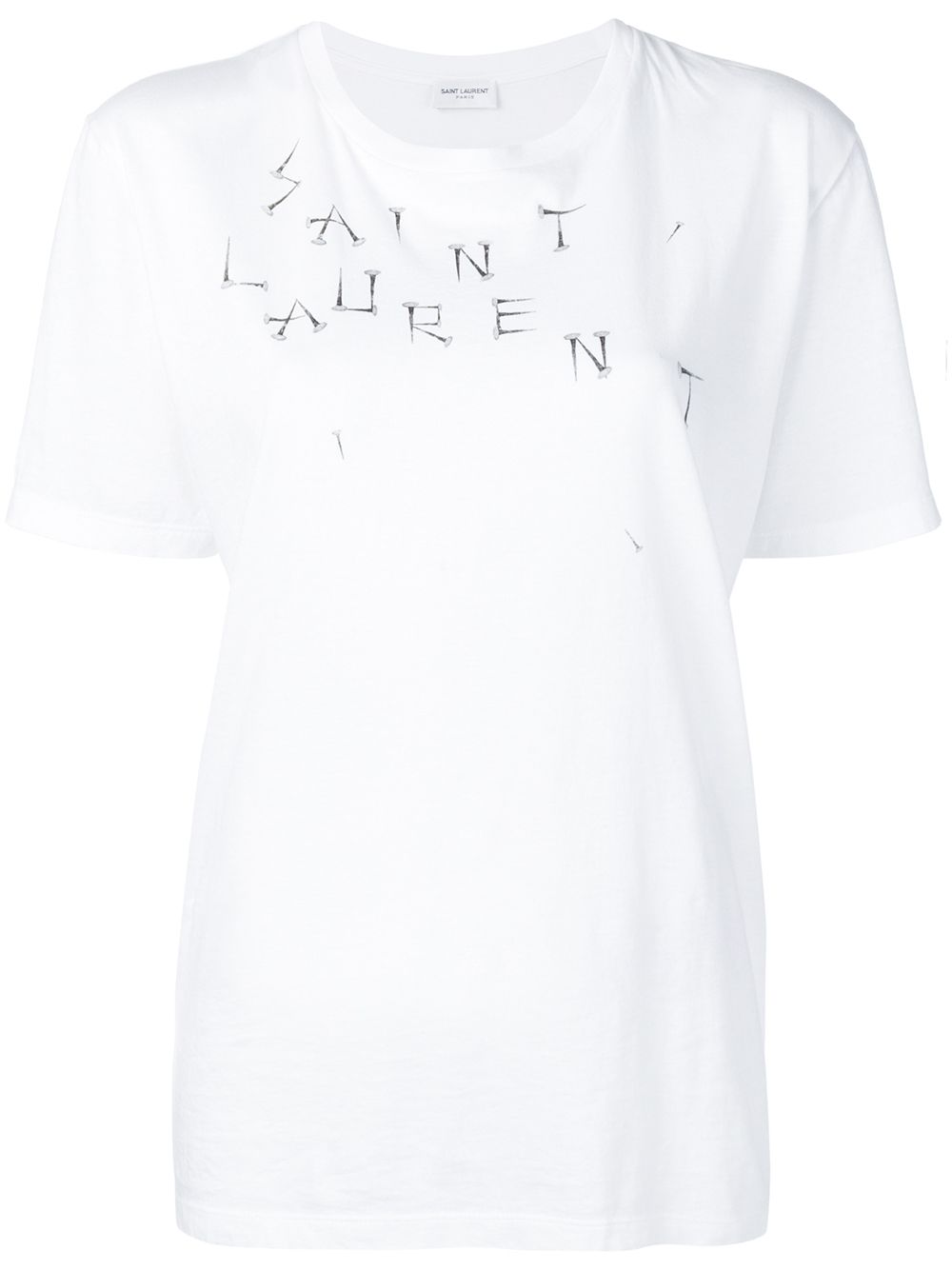 фото Saint Laurent футболка с принтом логотипа из гвоздей