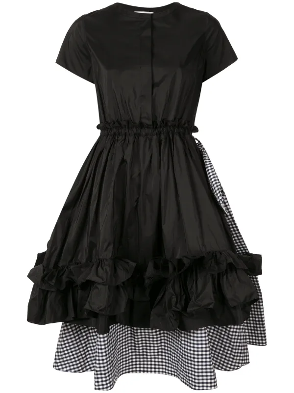 black layered ruffle dress