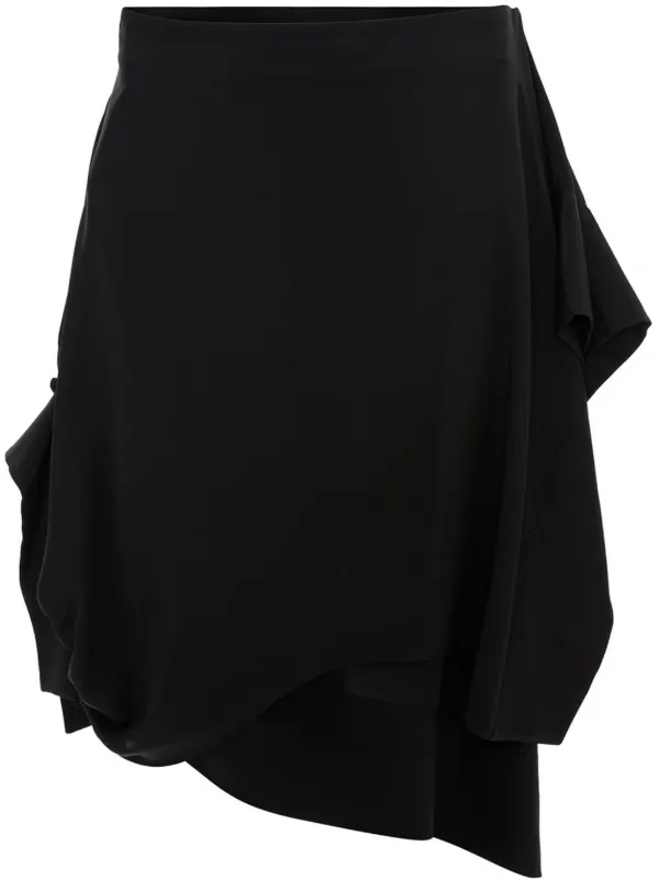 JW Anderson Gathered Detail Asymmetric Skirt in Black