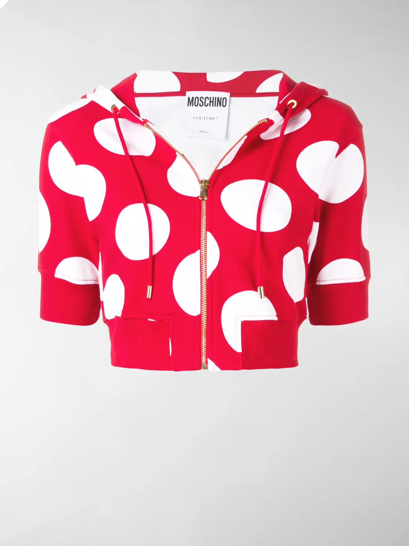 Moschino cropped polka dot hoodie red 
