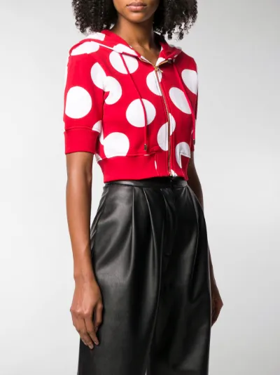 Moschino cropped polka dot hoodie red 