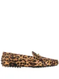 Tod's t-bar leopard loafers - Brown