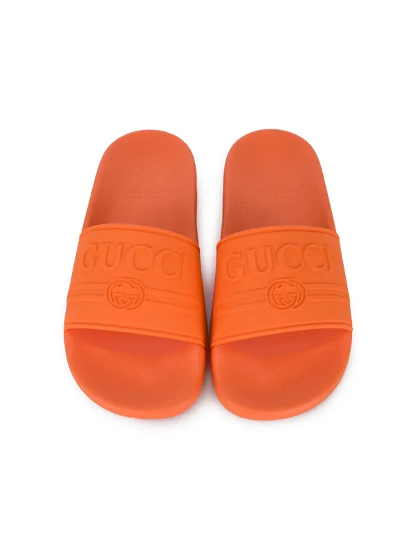 orange gucci flip flops