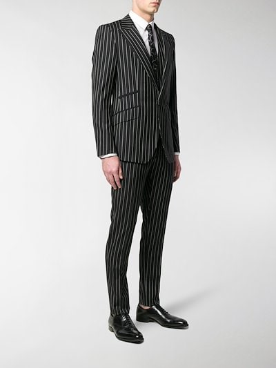 Dolce & Gabbana pinstriped three-piece suit black | MODES