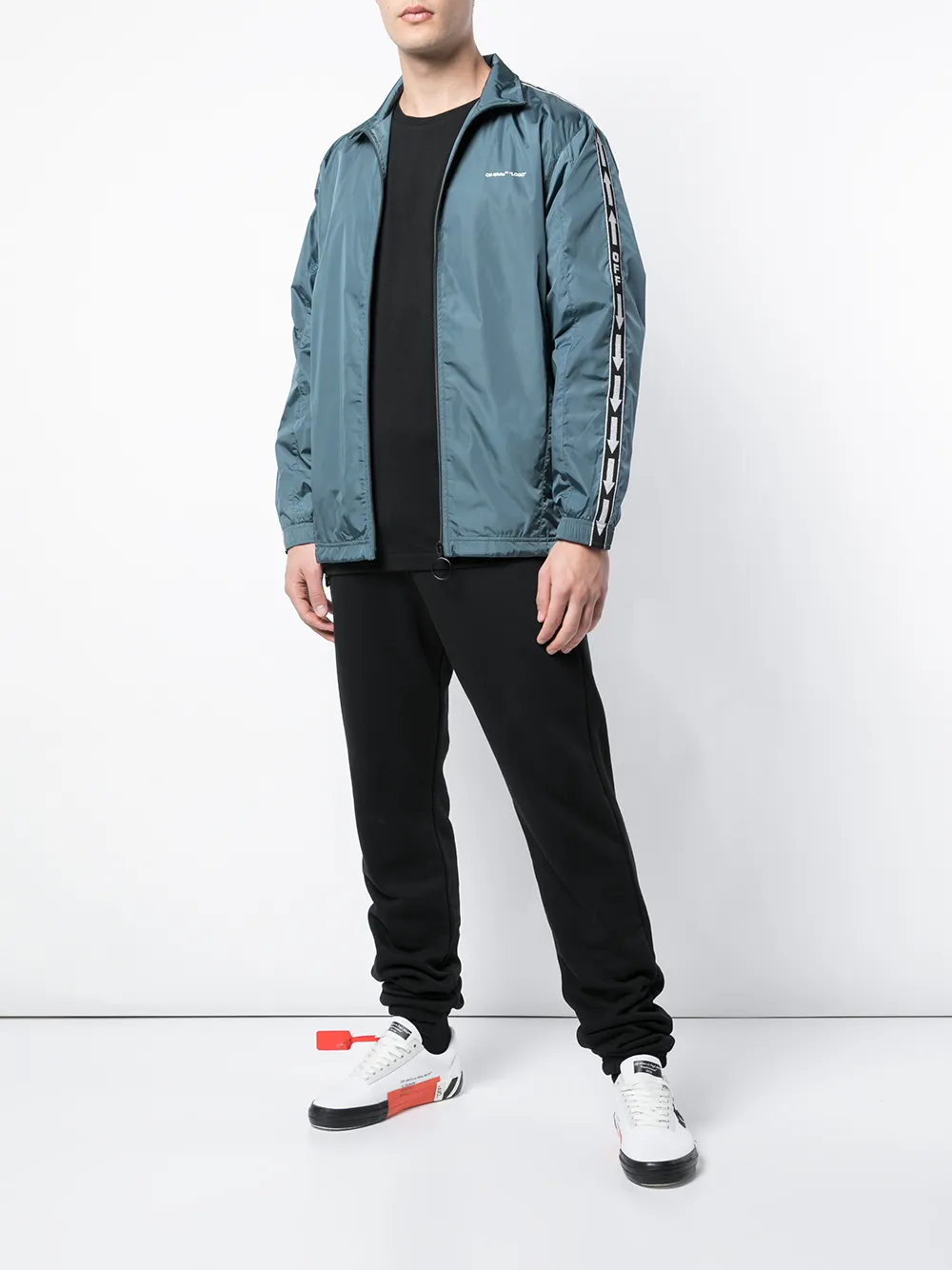  Off White Jacke Mit Reißverschluss   Blau 