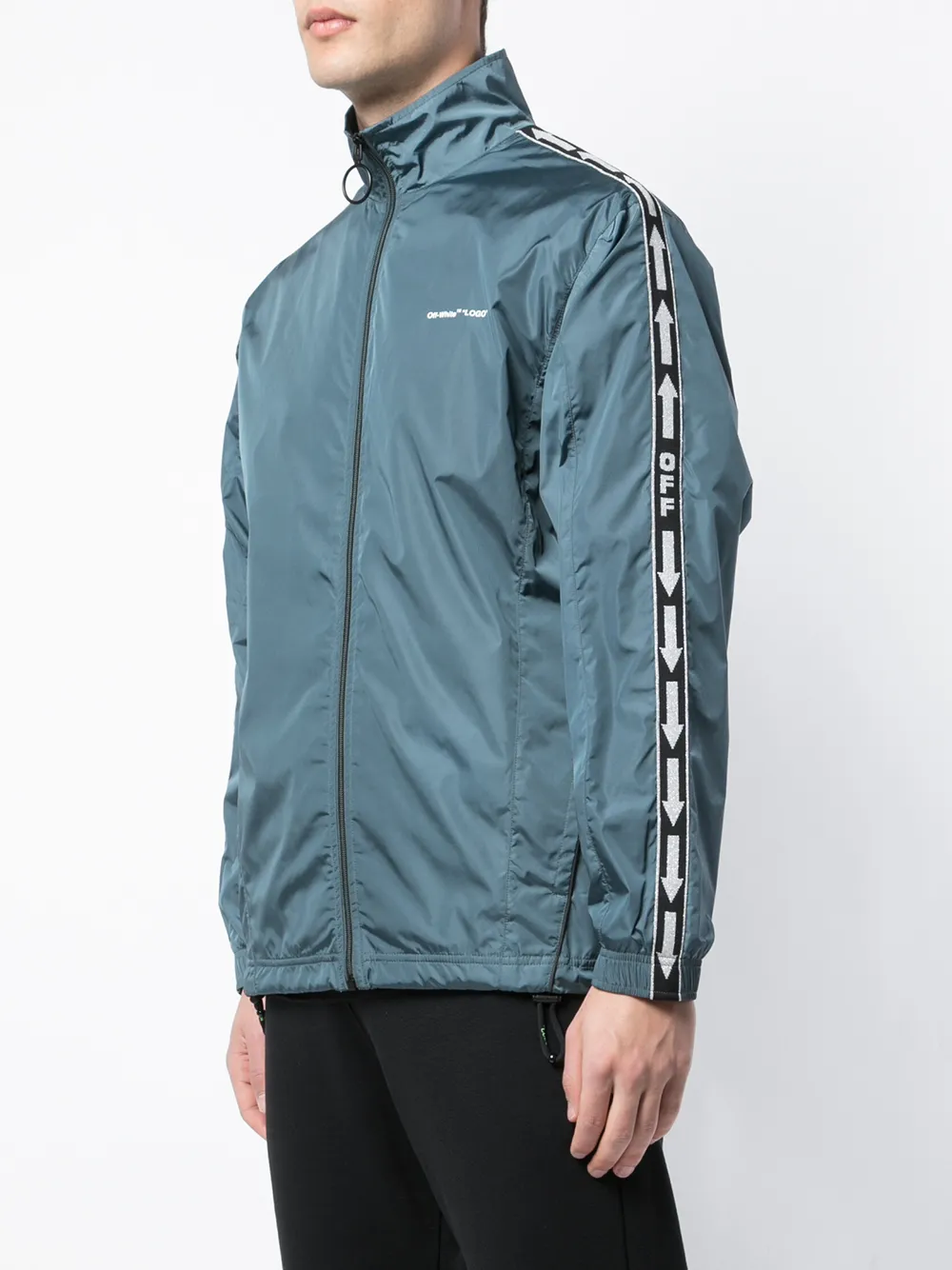  Off White Jacke Mit Reißverschluss   Blau 