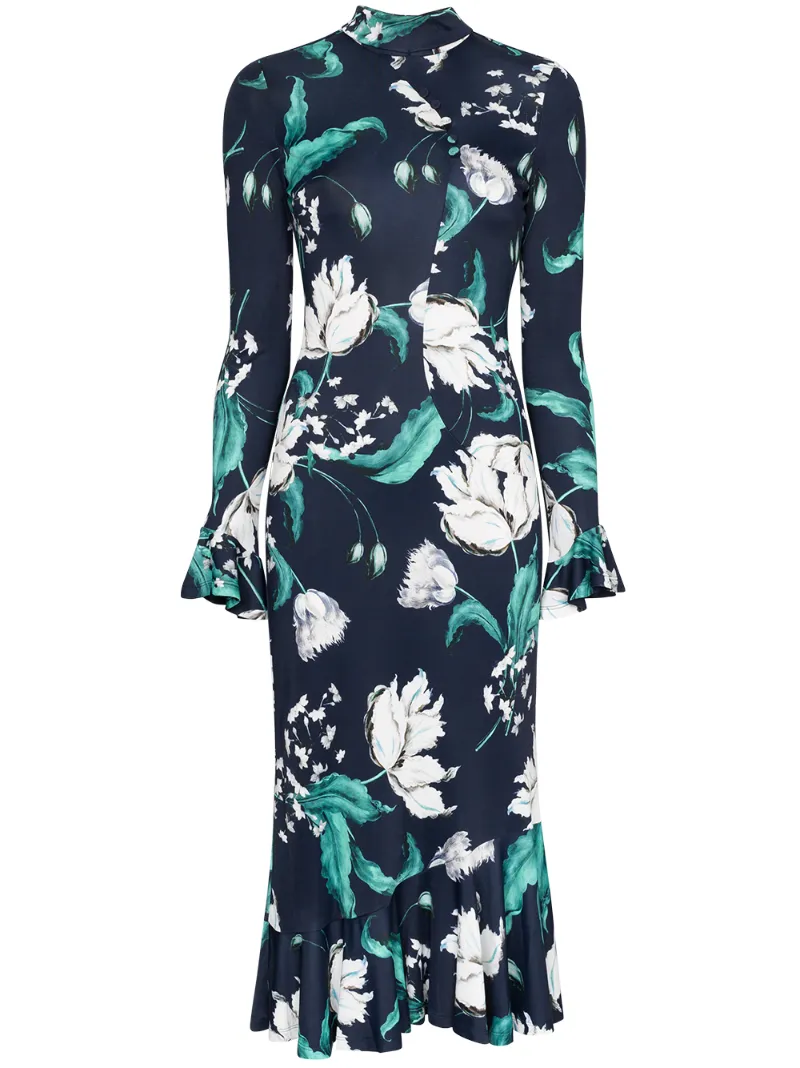 Erdem Dresses ERDEM ALTA FLORAL PRINT MIDI DRESS - BLUE