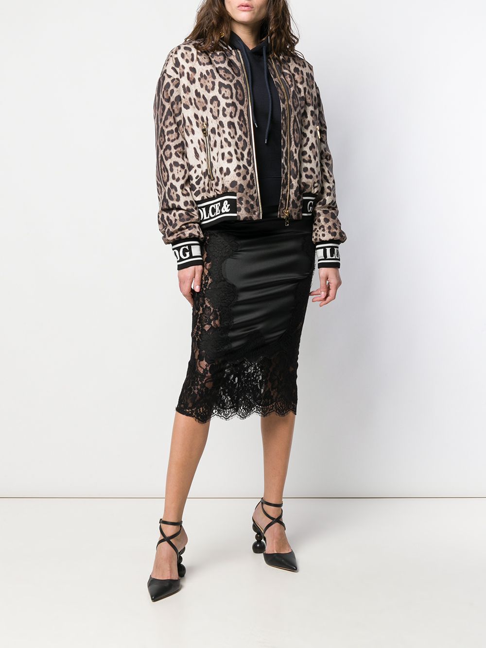 фото Dolce & Gabbana куртка-бомбер с леопардовым принтом