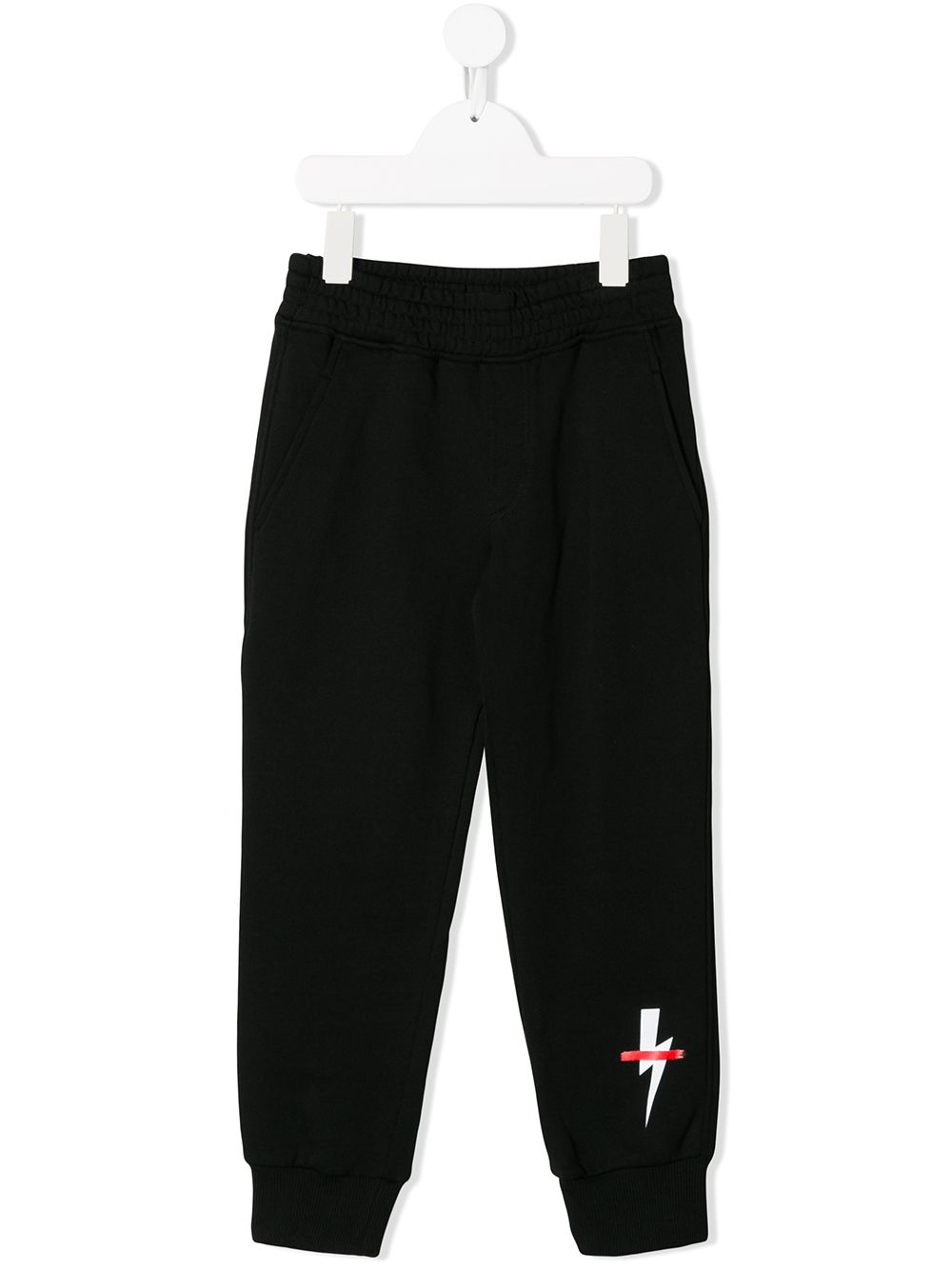 Neil Barrett Kids' Lightning Jersey Trousers In 黑色