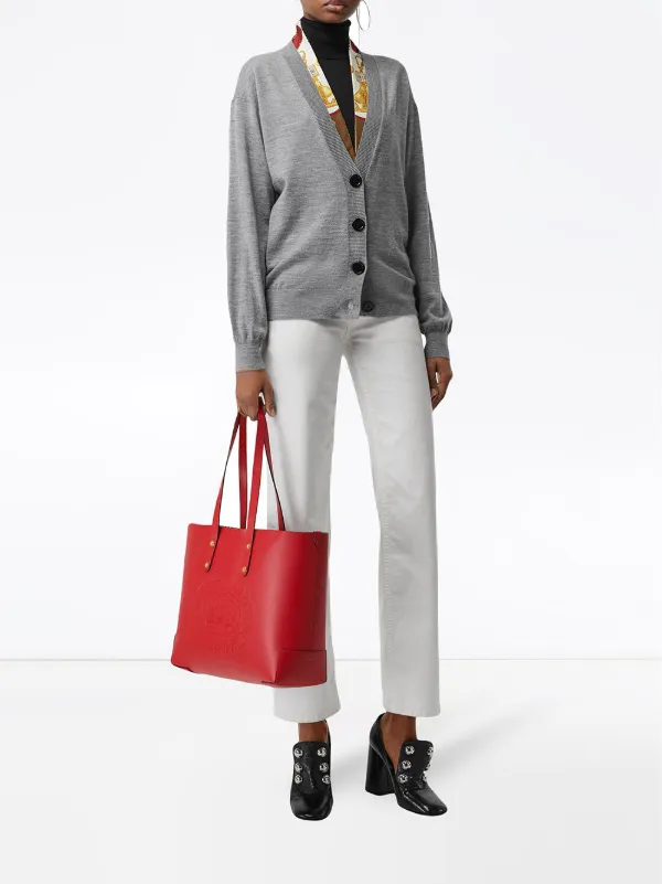 burberry large embossed crest leather tote