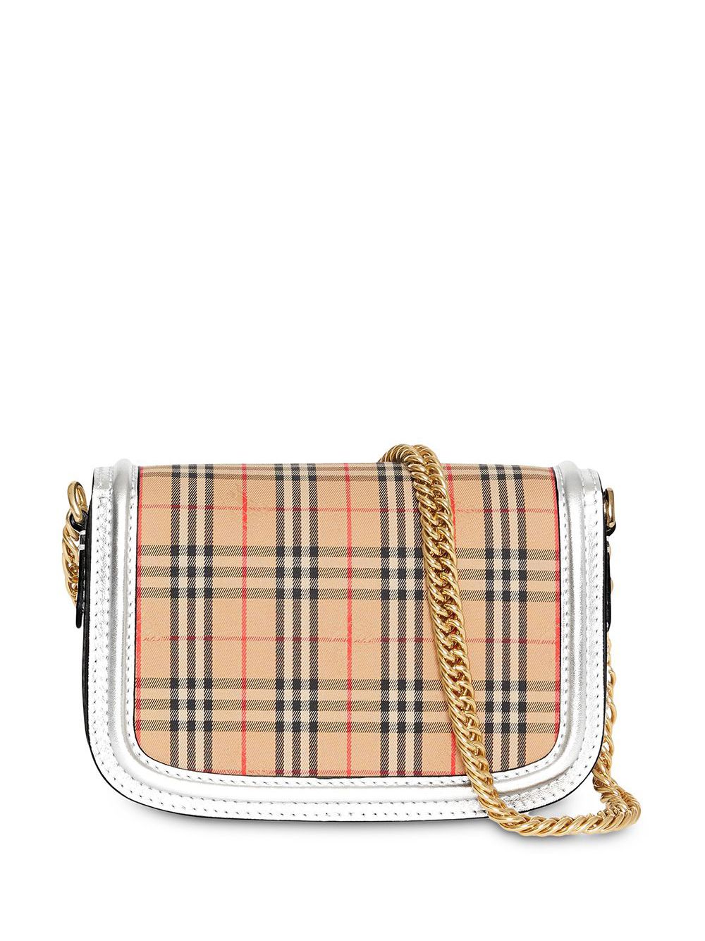 the 1983 check link bag with leather trim